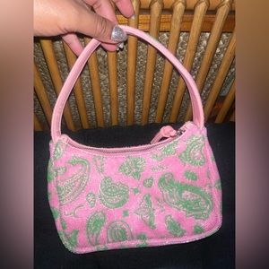 Brandon blackwood beaded paisley Syl bag in pink and green